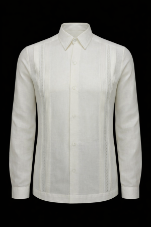 FANTASY LINO IRLANDES CORTE CLASICO Y SLIM MANGA LARGA BLANCO