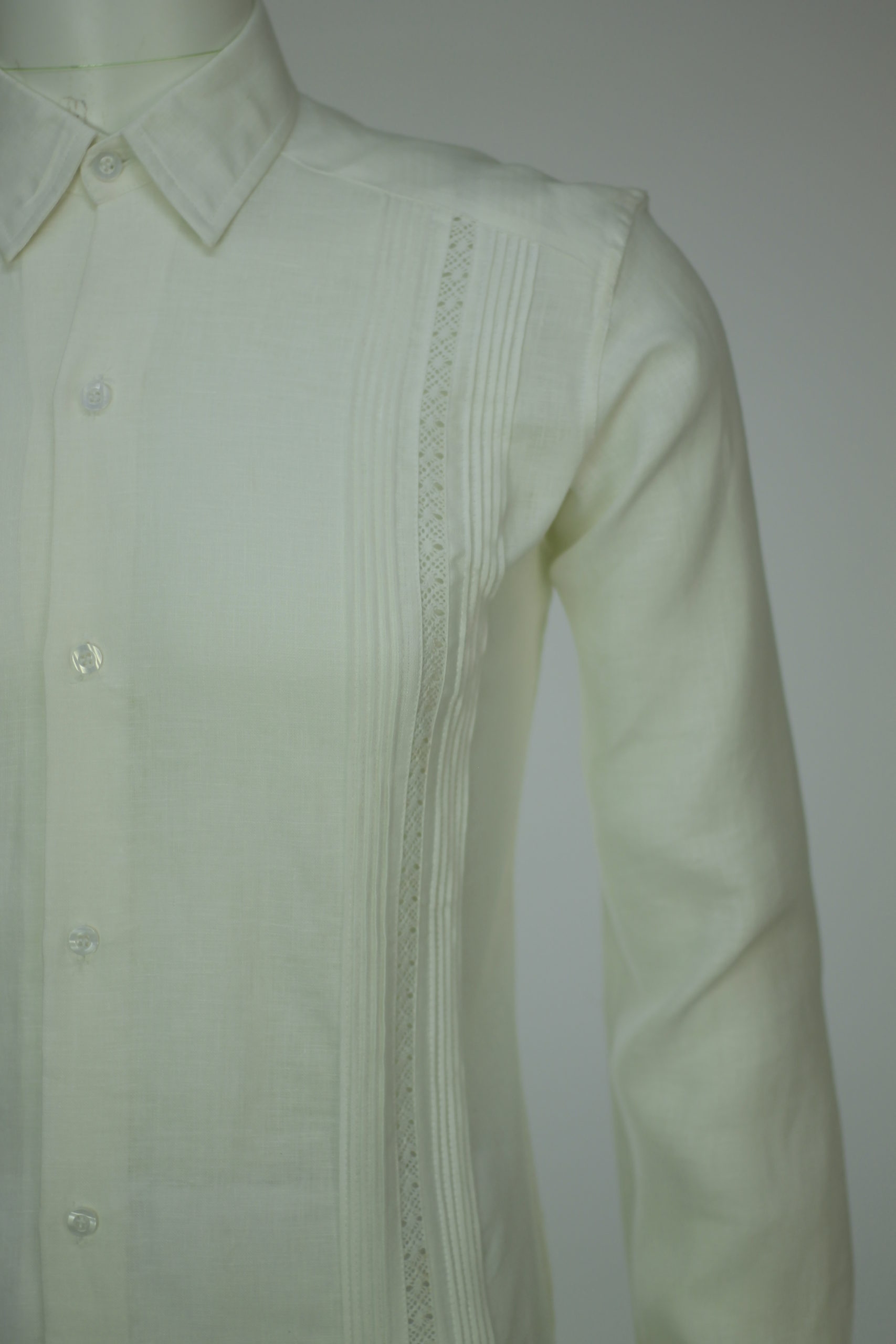 FANTASY LINO IRLANDES CORTE CLASICO Y SLIM MANGA LARGA BLANCO