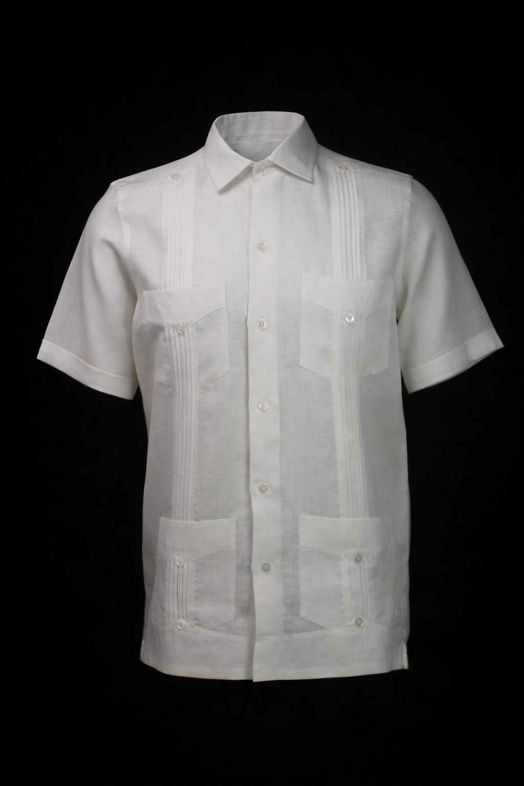 GUAYABERA CLASICA LINO IRLANDÉS MANGA SLIM FIT CORTA BLANCO